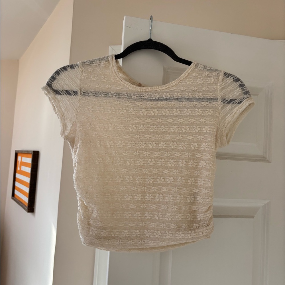 Altar'd State Cream Lace Crop Top